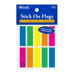 Bazic Products 1.7 in. W X 0.5 in. L Assorted Neon Page Markers 10 pad