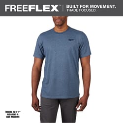 Milwaukee M Short Sleeve Men's Crew Neck Blue Hybrid Work Tee Shirt