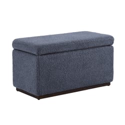 Linon Home Decor Stella Blue Grey Sherpa Fabric Modern Ottoman 1 pk