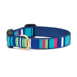 Up Country Blue Sutton Stripe Nylon Dog Collar Medium