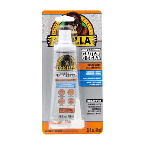 Gorilla Clear 100 Percent Silicone Sealant Caulk, Waterproof and Mold &  Mildew Resistant, 10 ounce Cartridge, Clear, Pack of 6