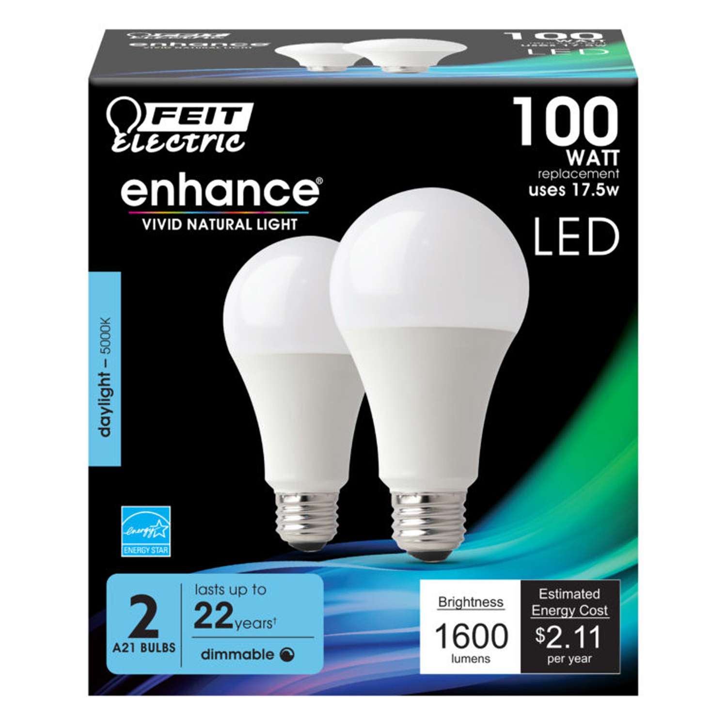 Feit Electric Enhance A19 E26 Medium Led Bulb Daylight 100 Watt Equivalence 2 Pk Ace Hardware