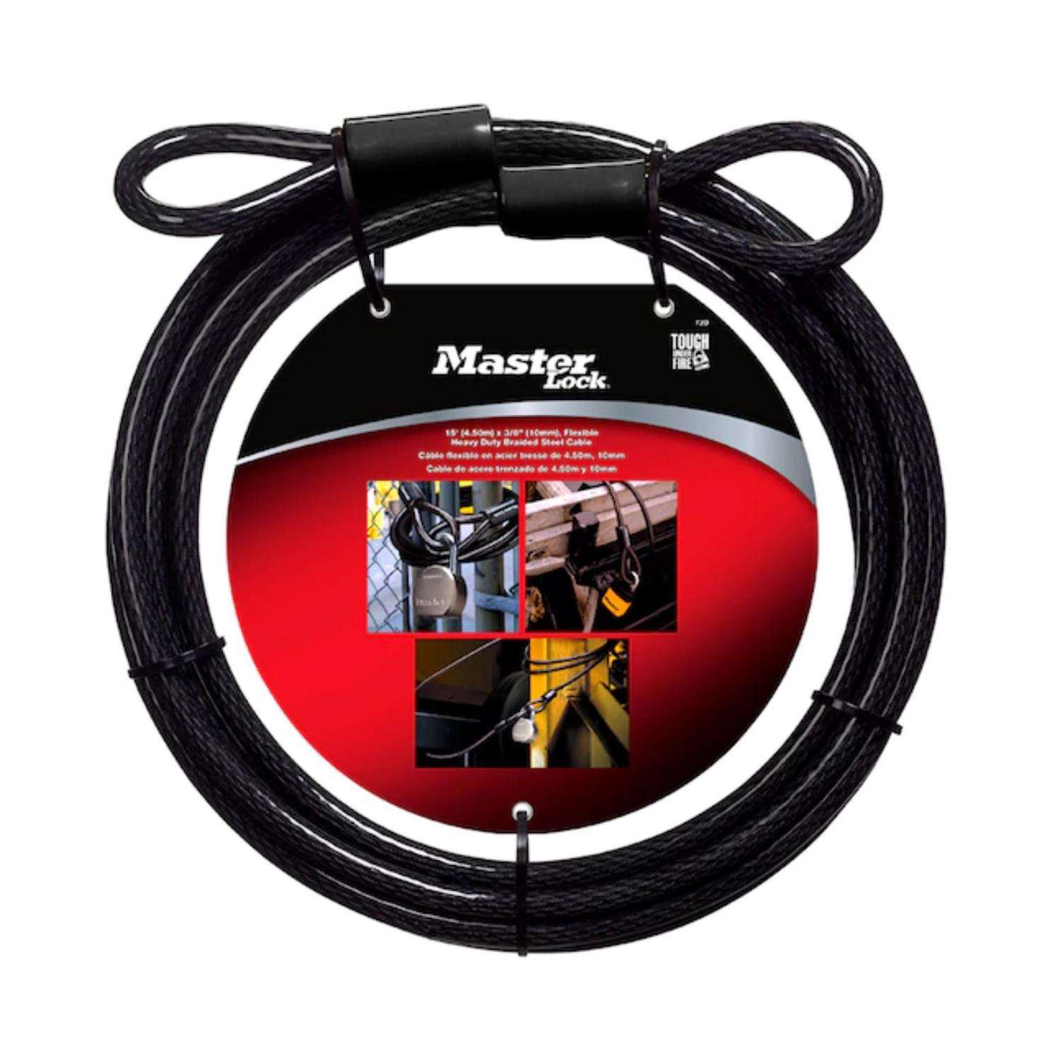 Master Lock 3/8 Dia. x 360 L Vinyl Coated Steel Flexible Braided Steel Cable