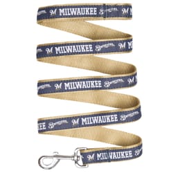 Pets First Blue/Tan Milwaukee Brewers Nylon Dog Leash Medium