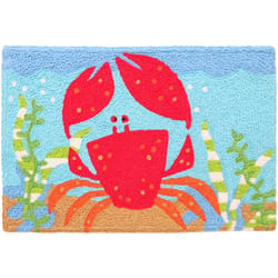 Jellybean 30 in. W X 20 in. L Multicolored Happy Red Crab Polyester Accent Rug