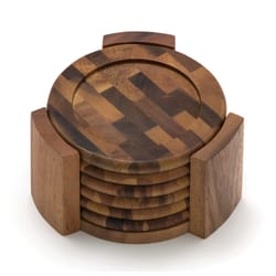 Lipper International Brown Acacia Wood Coasters