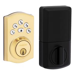 Kwikset Powerbolt Polished Brass Zinc Electronic Deadbolt