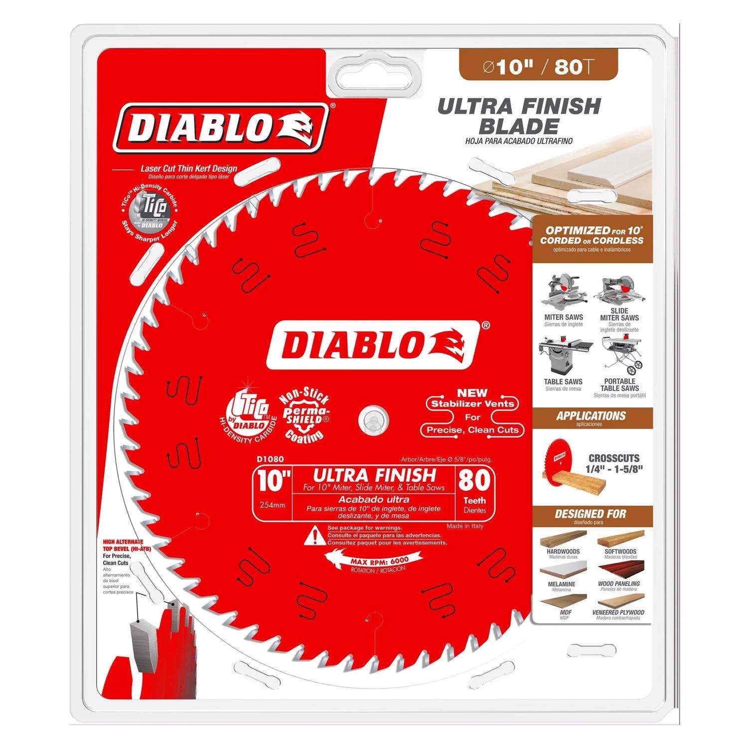 Diablo 10 in. D X 5/8 in. TiCo Hi-Density Carbide Circular Saw Blade 80  teeth pk Ace Hardware