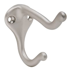 Schlage 1-3/4 in. L Satin Nickel Silver Brass Medium Coat and Hat Hook 1 pk