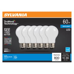 Sylvania Truwave A19 E26 (Medium) LED Bulb Daylight 60 Watt Equivalence 6 pk