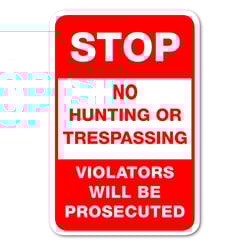Noble Beasts Graphics English White No Hunting Sign 18 in. H X 12 in. W