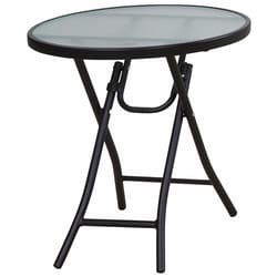 Living Accents Black Round Glass Folding Table