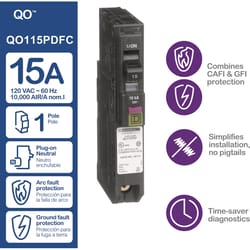 Square D QO 15 amps Arc Fault/Ground Fault Single Pole Circuit Breaker