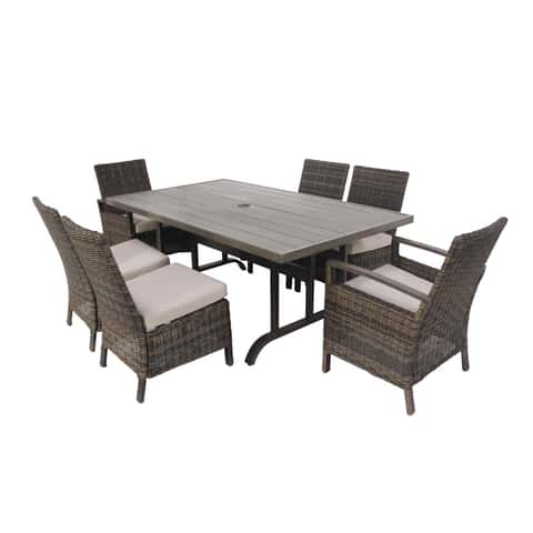 Living Accents Wilmette 7 pc Black Aluminum Classic Dining Set