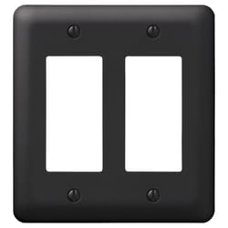 Amerelle Devon Matte Black 2 gang Stamped Steel Decorator Wall Plate 1 pk