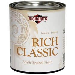 Richard's Paint Rich Classic Eggshell White Base Interior/Exterior Paint Exterior and Interior 1 qt