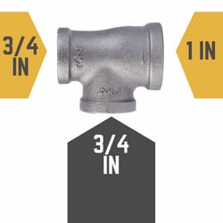 STZ Industries 1 in. FIP each X 3/4 in. D FIP 3/4 in. D FIP Black Malleable Iron Reducing Tee