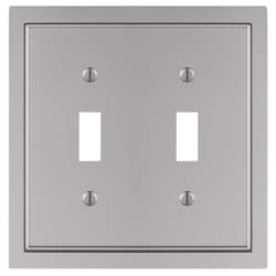 Amerelle Shaker Satin Nickel Gray 2 gang Zinc Toggle Wall Plate 1 pk