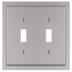 Amerelle Shaker Satin Nickel Gray 2 gang Zinc Toggle Wall Plate 1 pk