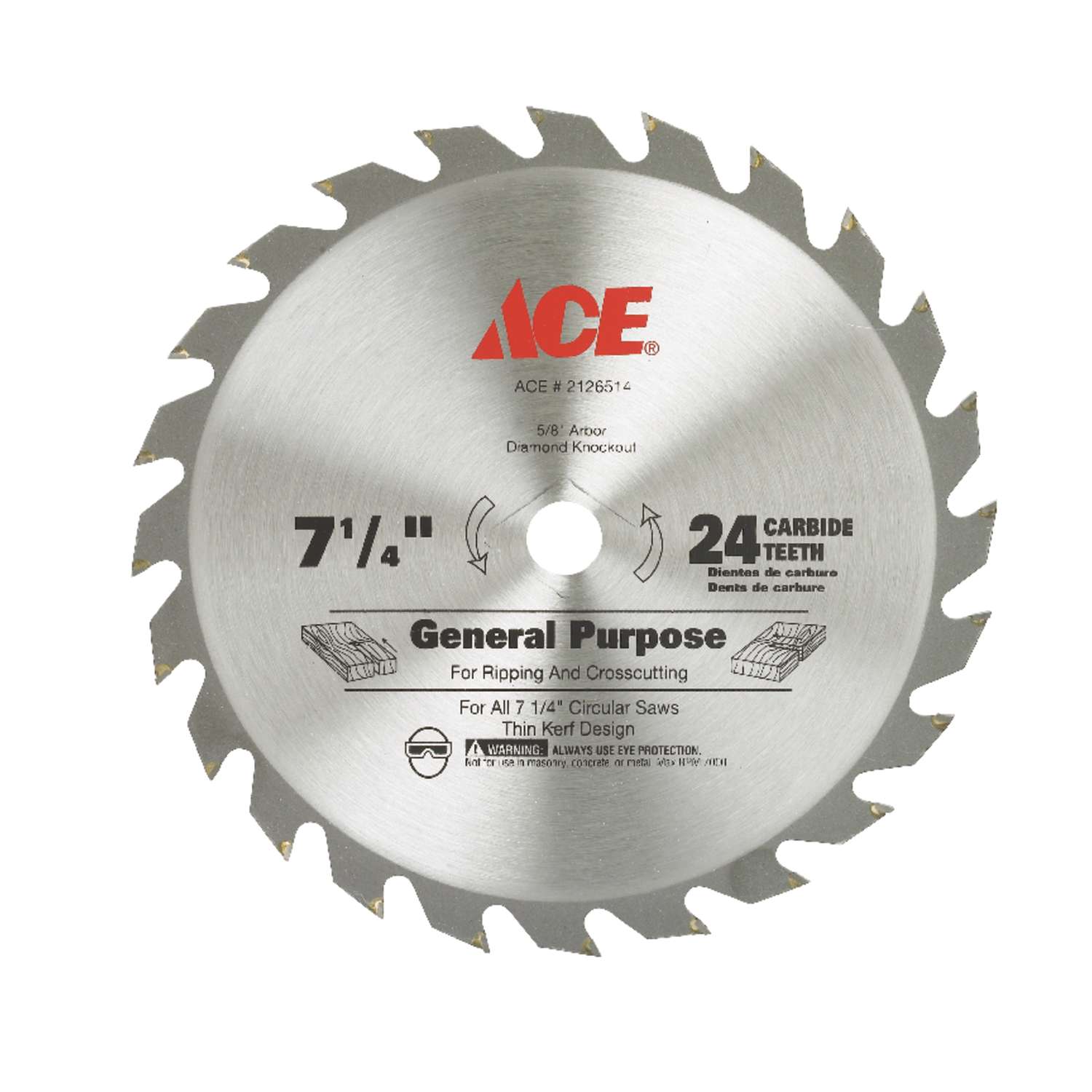 Ace 7 1 4 In Dia X 5 8 In Carbide Tipped Circular Saw Blade 24 Teeth 1 Pk Ace Hardware