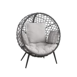 Living Accents Tulsa Black Steel Frame Egg Chair White