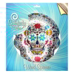 Spinfinity Designs Multi-color Stainless Steel 12 in. Sugar Skull Large Outdoor Spinner