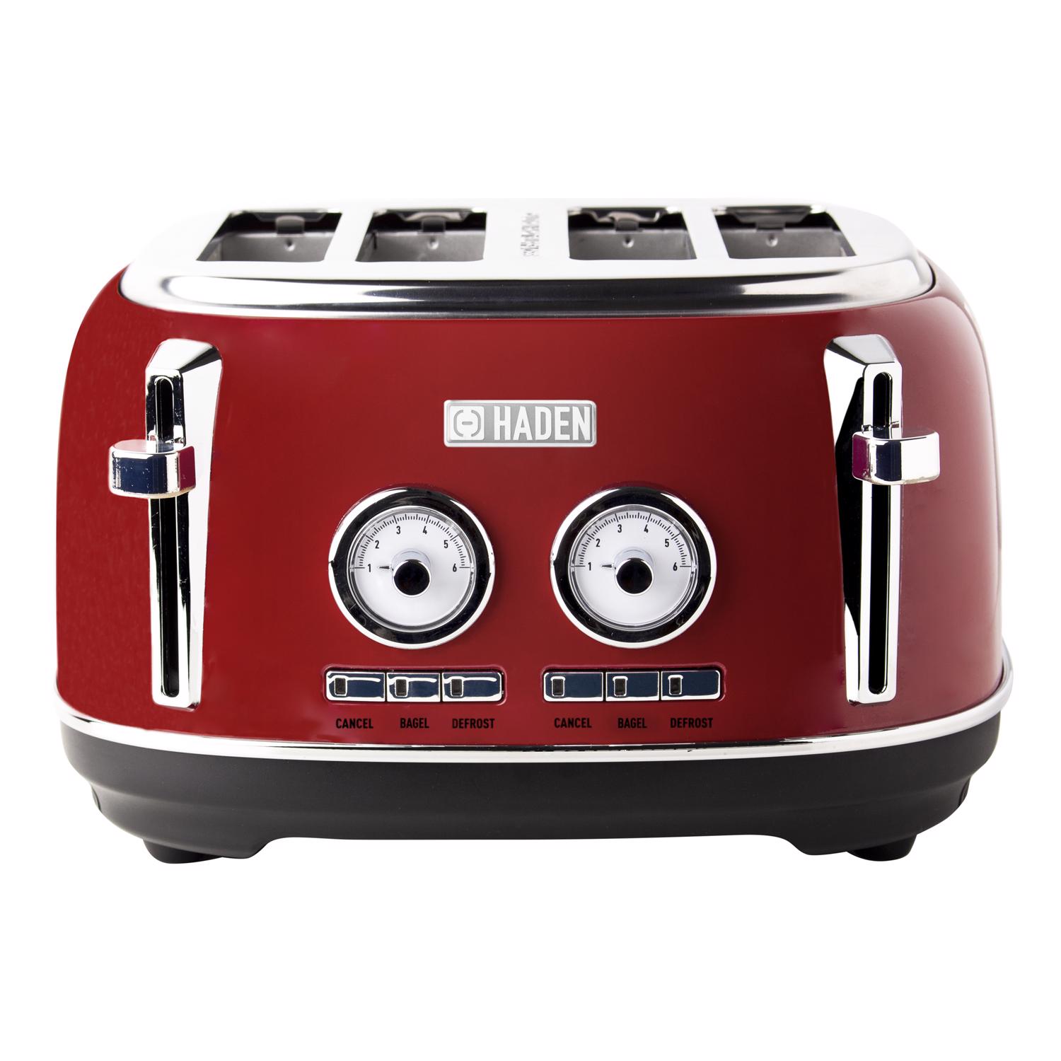 Photos - Toaster Haden Dorset Stainless Steel Red 4 slot  7.5 in. H X 12.5 in. W X 1 