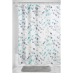 iDesign Twiggy Floral 72 in. H X 72 in. W Teal/Navy Floral Shower Curtain Polyester