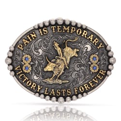 Montana Silversmiths Pain is Temporary Bull Riding Attitude Gold/Silver Belt Buckle