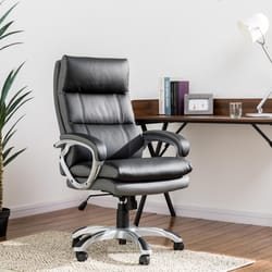 Glitzhome Black Faux Leather Office Chair