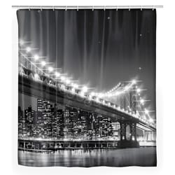 Wenko BrooklynBridge 71 in. H Black/white Shower Curtain W/Hooks Polyester
