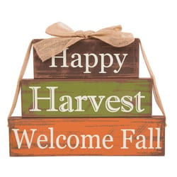 Glitzhome 8.85 in. Happy Harvest Block Set Fall Decor