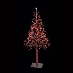 Holiday Bright Lights LED Red Lighted Shimmering Tree 42 in. Yard Decor