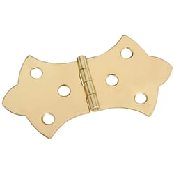 National Hardware 3-1/16 in. W X 1-11/16 in. L Solid Brass Gold Steel Decorative Hinge 1 pk