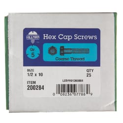 HILLMAN 1/2 in. D X 10 in. L Heat Treated Zinc Steel Hex Head Cap Screw 25 pk