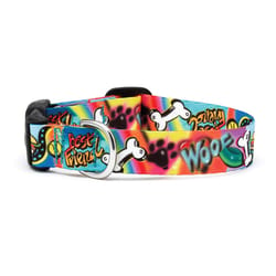 Up Country Multicolored Graffiti Nylon Dog Collar Large