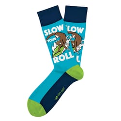 Two Left Feet Unisex Slow Your Roll L/XL Novelty Socks Blue
