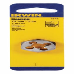 Irwin Hanson High Carbon Steel Metric Hexagon Die 12mm-1.25mm 1 pc