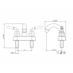 Ultra Faucets Non-Metallic Polished Chrome Traditional Centerset Bathroom Sink Faucet 4 in.