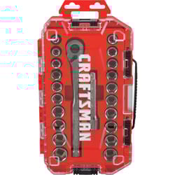 Craftsman 1/2 in. drive S Metric and SAE 6 Point Socket and Ratchet Set 22 pc