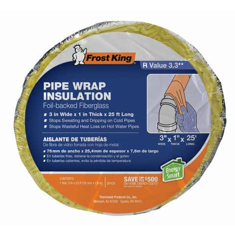 Frost King 3 in. X 25 ft. L Fiberglass/Foil Pipe Insulation - Ace Hardware