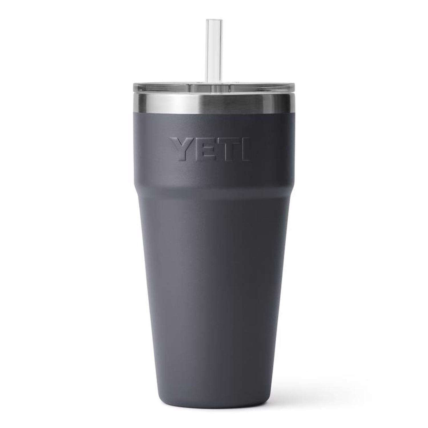 REAL YETI 26 Oz. Laser Engraved Charcoal Stainless Steel Yeti With Straw  Cap Rambler Bottle Personalized Vacuum Insulated YETI 