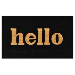 Home & More 2 ft. W X 3 ft. L Black Hello Block Coir Door Mat