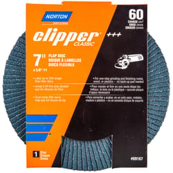 Norton Clipper 7 in. D X 5/8-11 in. Zirconia Alumina/X-Wt Cotton Flap Disc 60 Grit 1 pk