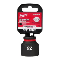 Milwaukee Shockwave 23 mm X 3/8 in. drive Metric/SAE 6 Point Standard Impact Socket 1 pc