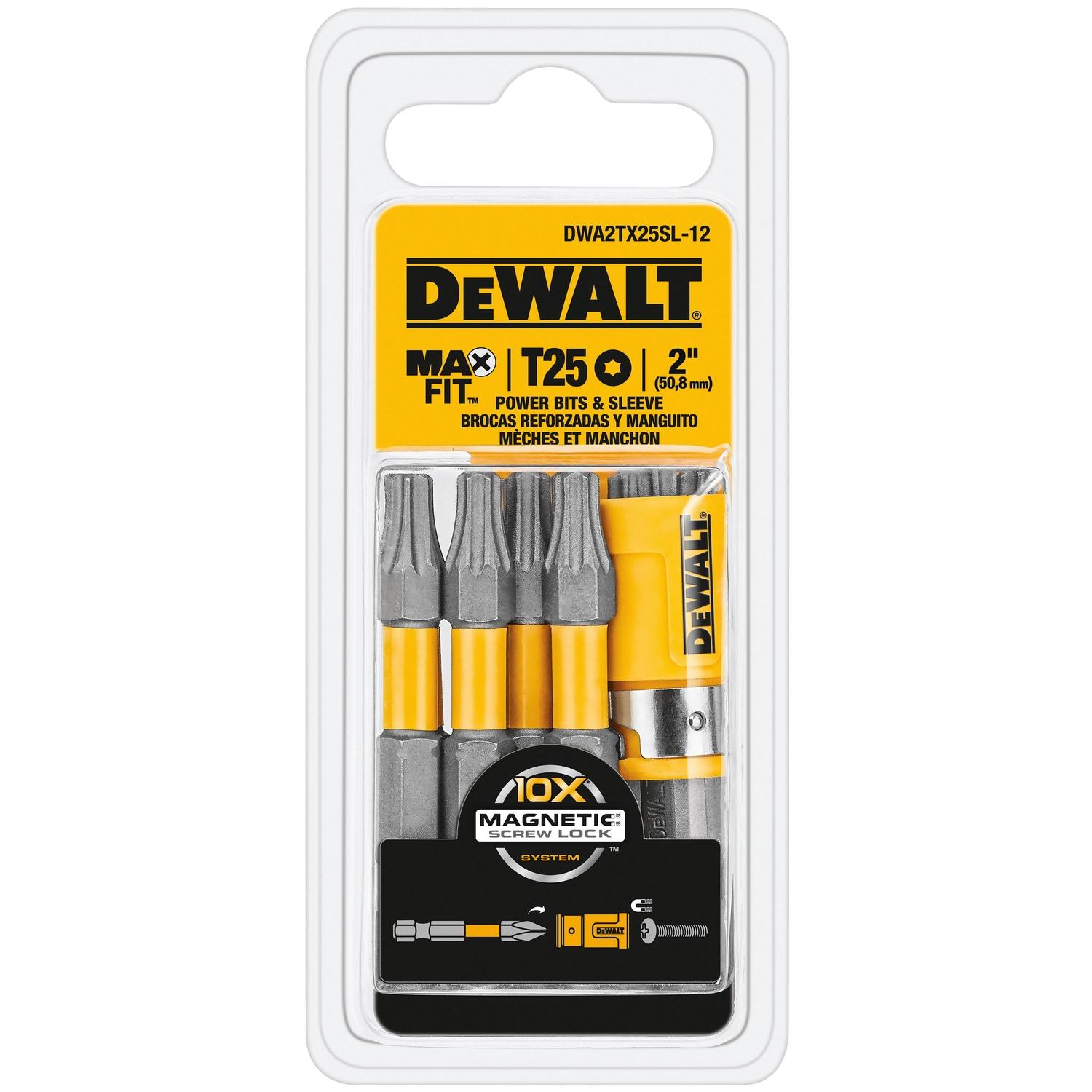 Photos - Drill Bit DeWALT Max Fit Torx T25 X 2 in. L Power Bit and Sleeve Set S2 Tool Steel 1 