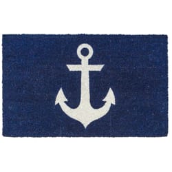 Entryways Sweet Home 28 in. W X 17 in. L Blue/White Anchor Coir Door Mat