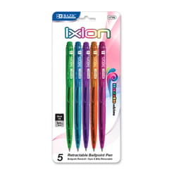 Bazic Products B-330 Black Retractable Ball Point Pen 5 pk