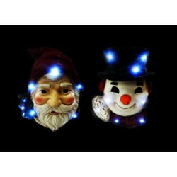 Alpine LED Multicolored Santa/Snowman Busts Indoor Christmas Decor