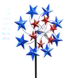 Exhart Multicolored Metal 82 in. H Star Spangled Spinner Outdoor Garden Stake